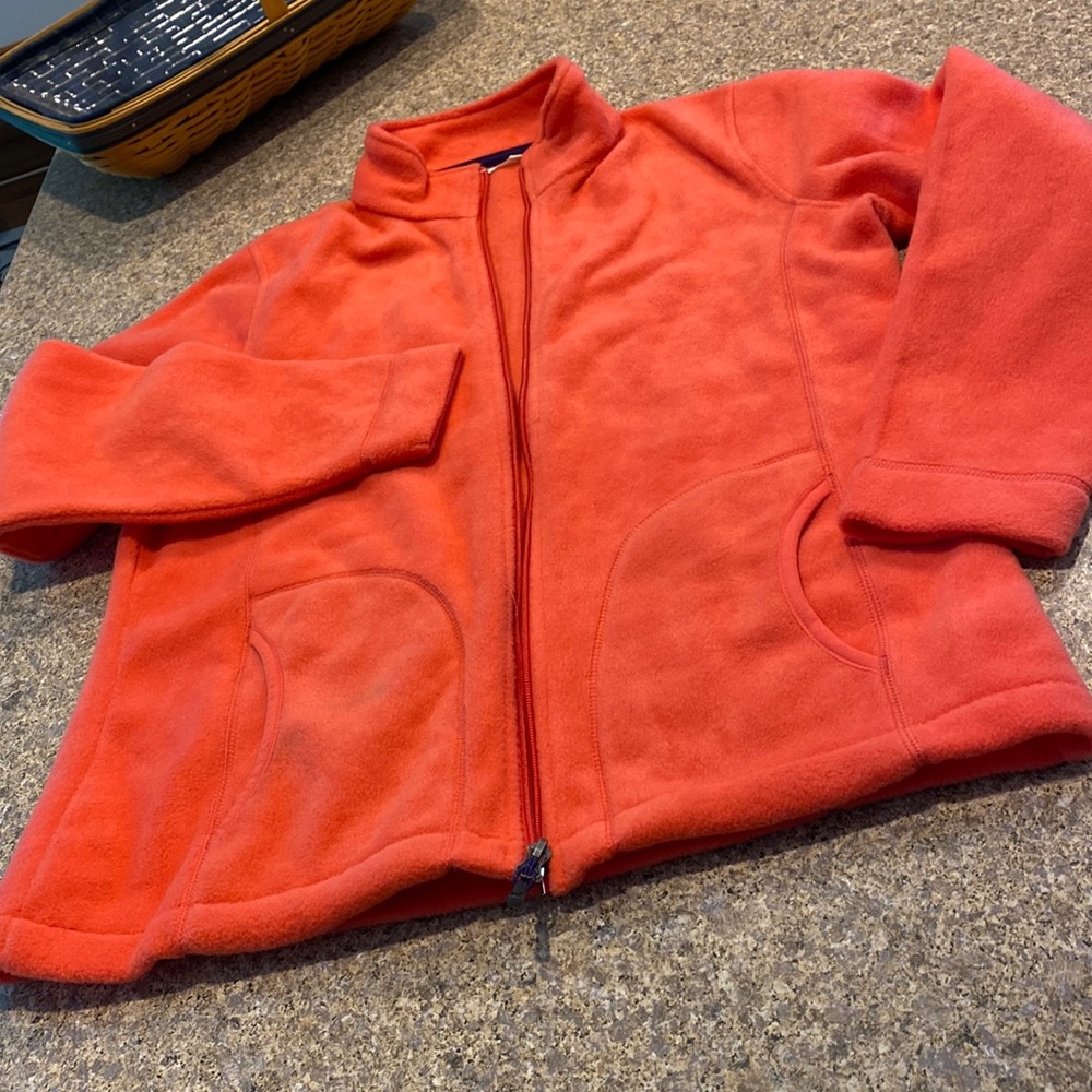 Woolrich Orange Fleece Jacket Medium Long Sleeve